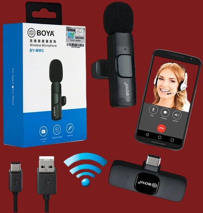 Boya BY-MW3 Wireless Single Microphone For i Fone And Type-C Users Durable Clear Affordable